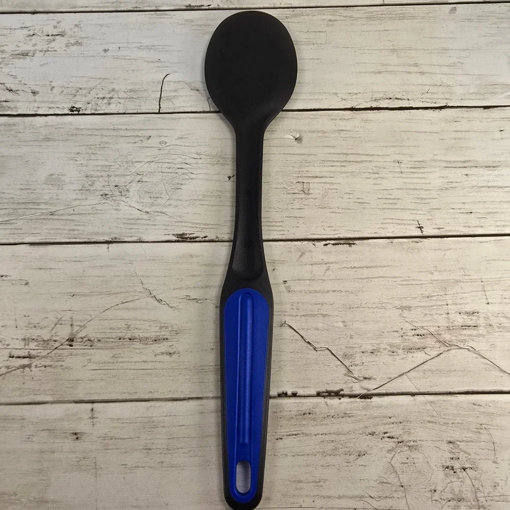 Tupperware Kitchen Preparation Tools Black Serving Spoon and Tongs Set NWT